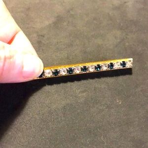 Blue and white crystal or CZ brooch on gold